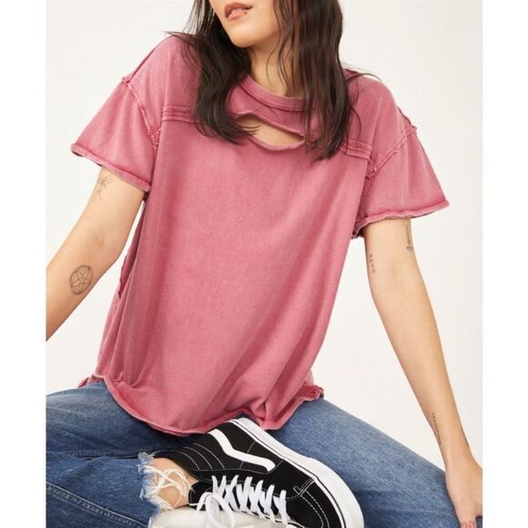 Free People Cut It Out Tee In Orchid Rain - Picture 2 of 6